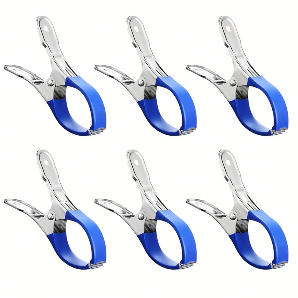 Stainless Steel Pool Cover Clips with Blue Handles Heavy Duty Windproof Spring Clips for Secure Pool Covers