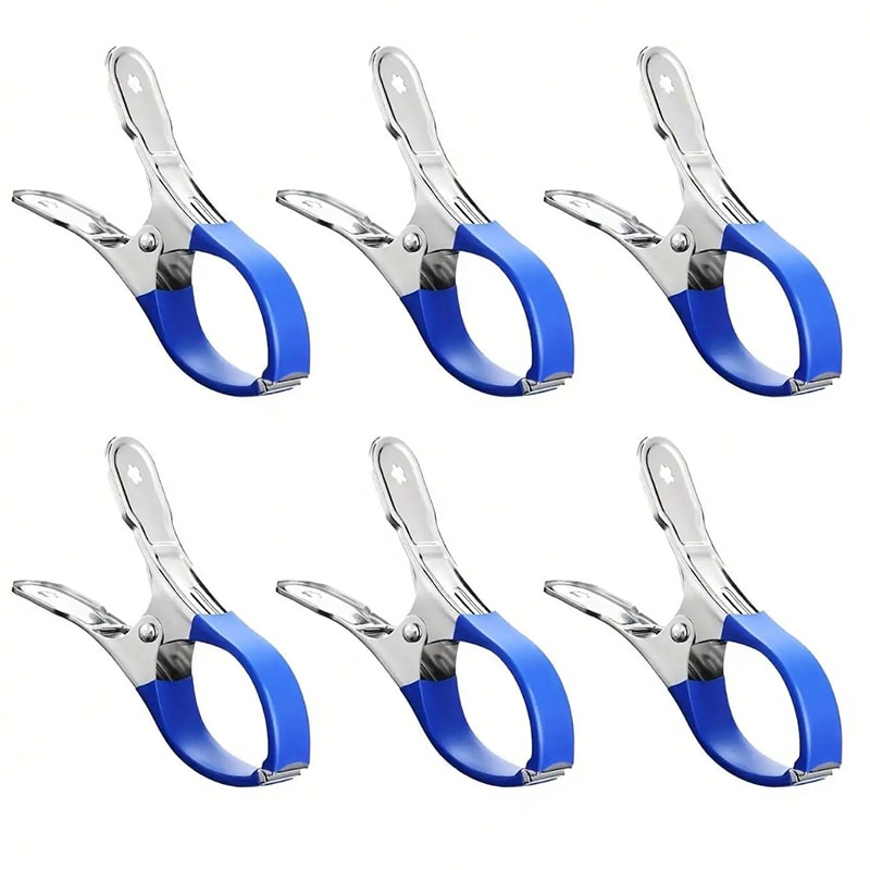 Stainless Steel Pool Cover Clips with Blue Handles Heavy Duty Windproof Spring Clips for Secure Pool Covers