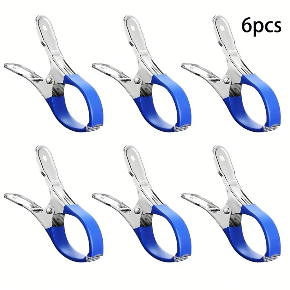 Stainless Steel Pool Cover Clips with Blue Handles Heavy Duty Windproof Spring Clips for Secure Pool Covers