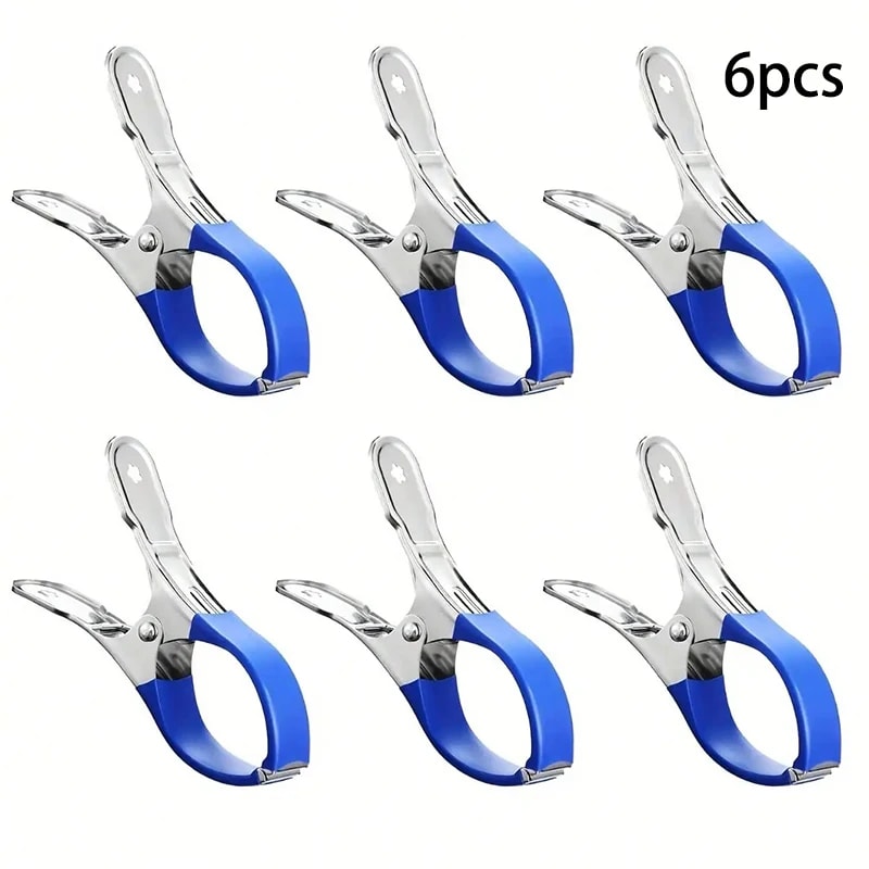 Stainless Steel Pool Cover Clips with Blue Handles Heavy Duty Windproof Spring Clips for Secure Pool Covers