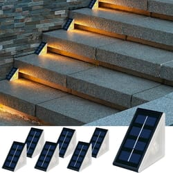 outdoor solar step lights waterproof, rgb & warm white for yard, patio & driveway decor