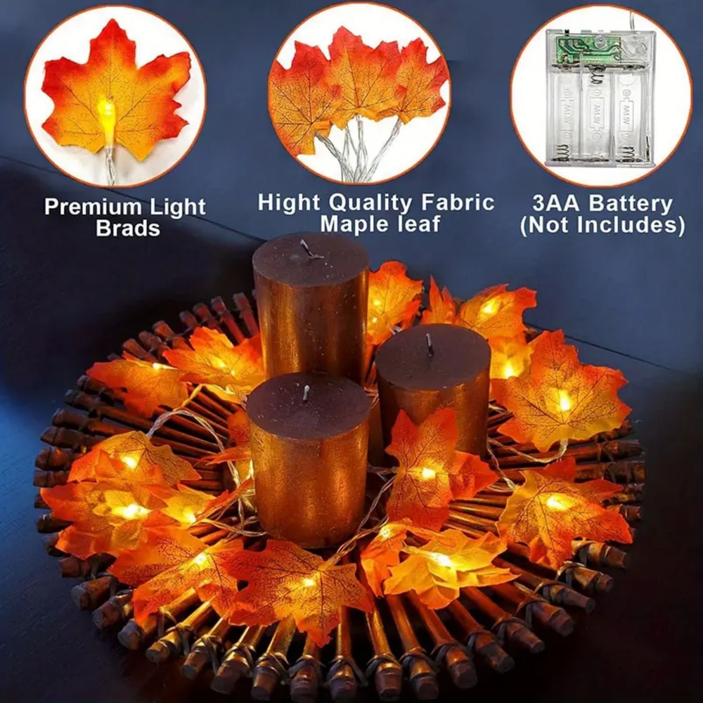 Maple Leaf String Fairy Lights Battery Powered LED Lights For Home Party Holiday Outdoor Decoratio 4