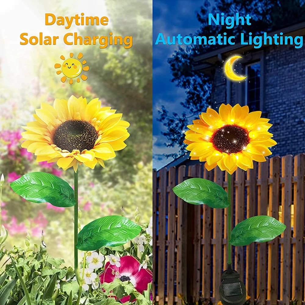 Outdoor Solar Sunflower LED Garden Lights Waterproof Smart Yard Decor For Weddings Holidays 3
