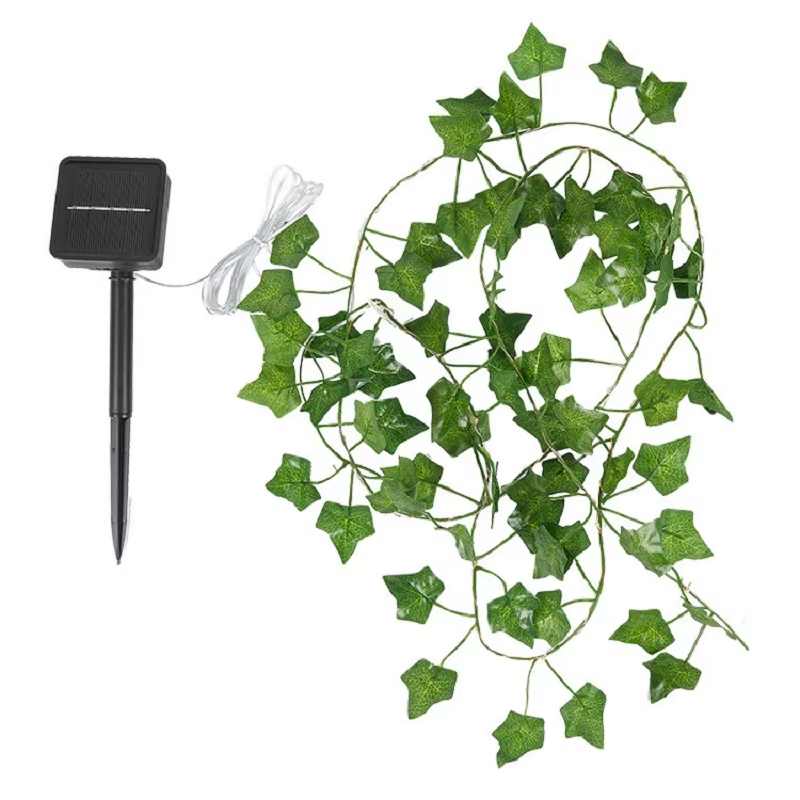 Solar Floral Vine Fairy Lights Green Leaf String Lights for Home, Garden, and Holiday Decoration