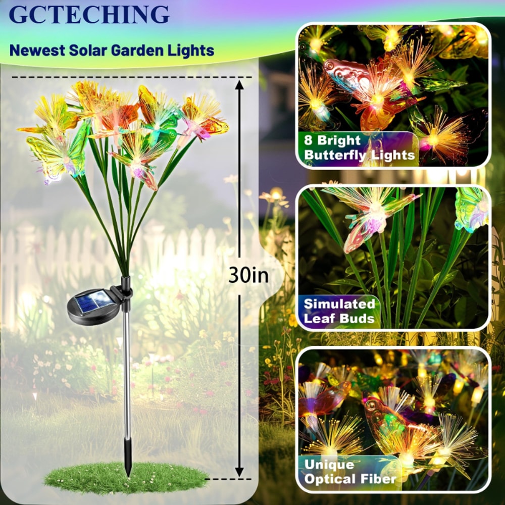 Solar Powered Butterfly Fiber Optic Lights LED Waterproof Outdoor Garden Decor For Lawn Yard And La 5