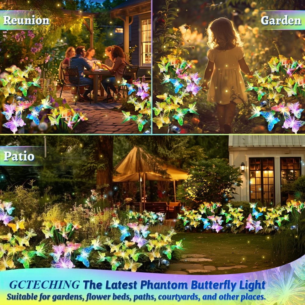Solar Powered Butterfly Fiber Optic Lights LED Waterproof Outdoor Garden Decor For Lawn Yard And La 2