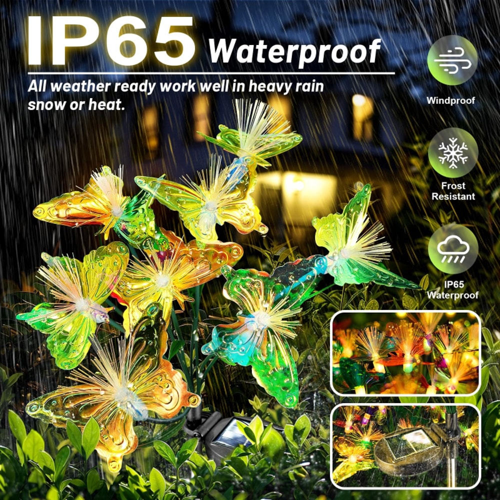 Solar Powered Butterfly Fiber Optic Lights LED Waterproof Outdoor Garden Decor For Lawn Yard And La 3