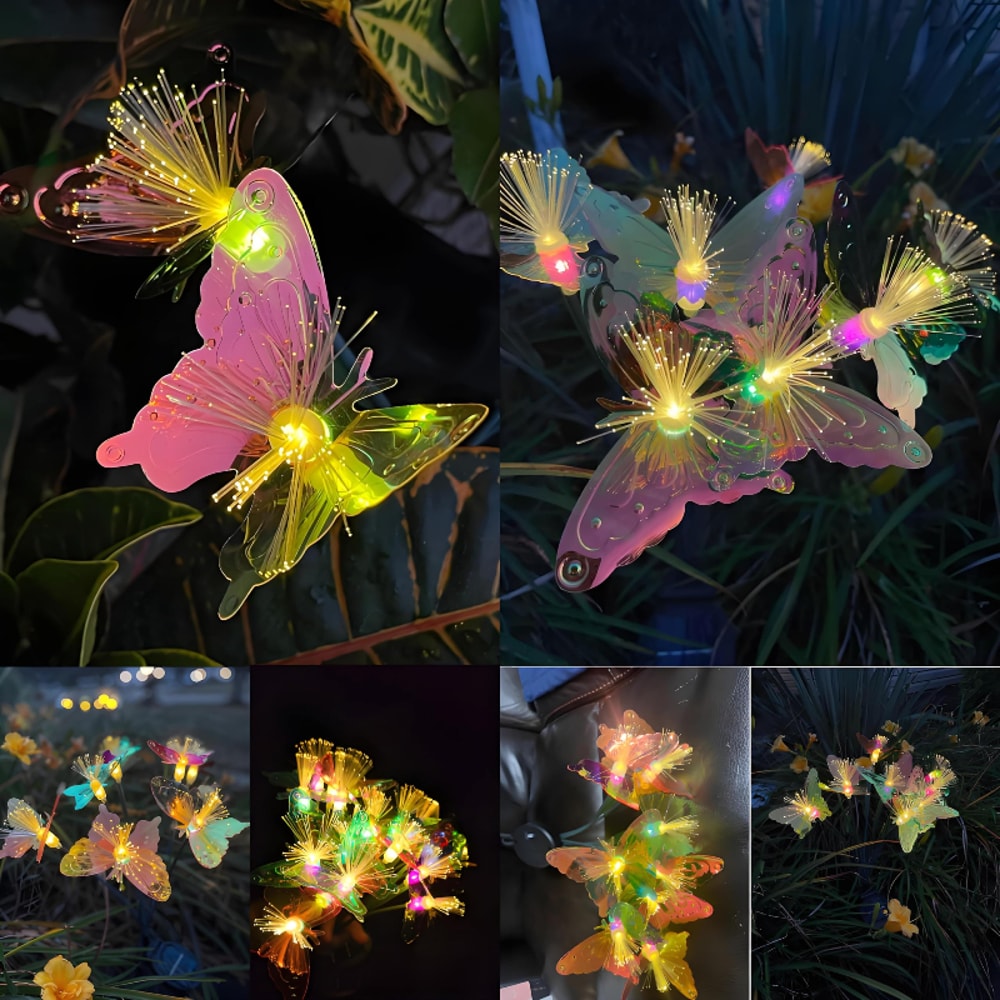 Solar Powered Butterfly Fiber Optic Lights LED Waterproof Outdoor Garden Decor For Lawn Yard And La 1