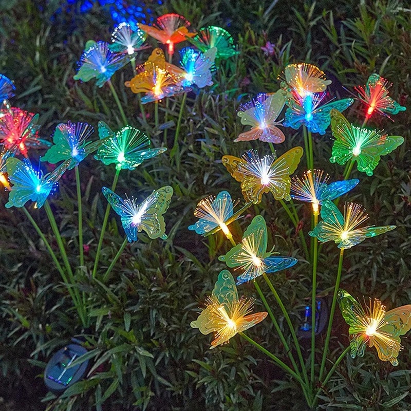 Solar Powered Butterfly Fiber Optic Lights LED Waterproof Outdoor Garden Decor For Lawn Yard And La 6