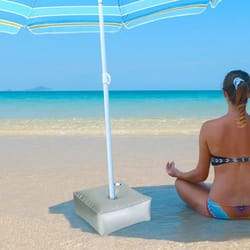 beach umbrella stand base weight water bag capacity, thickened silver design for cantilever umbrella support