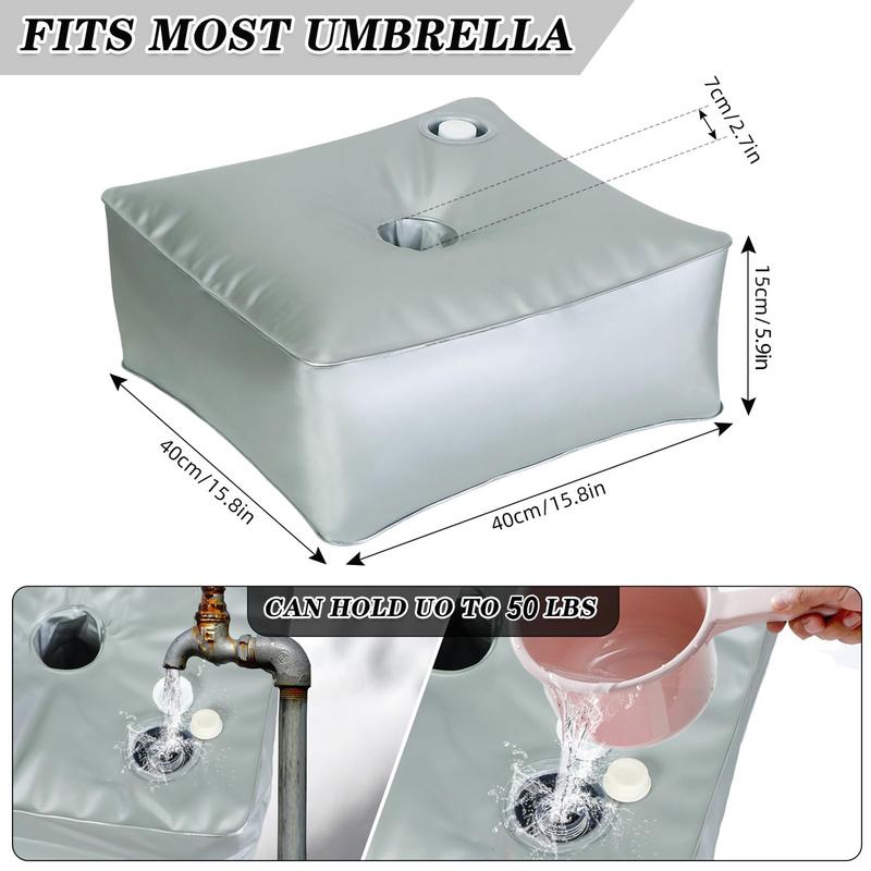 Beach Umbrella Stand Base Weight Water Bag Capacity, Thickened Silver Design for Cantilever Umbrella Support