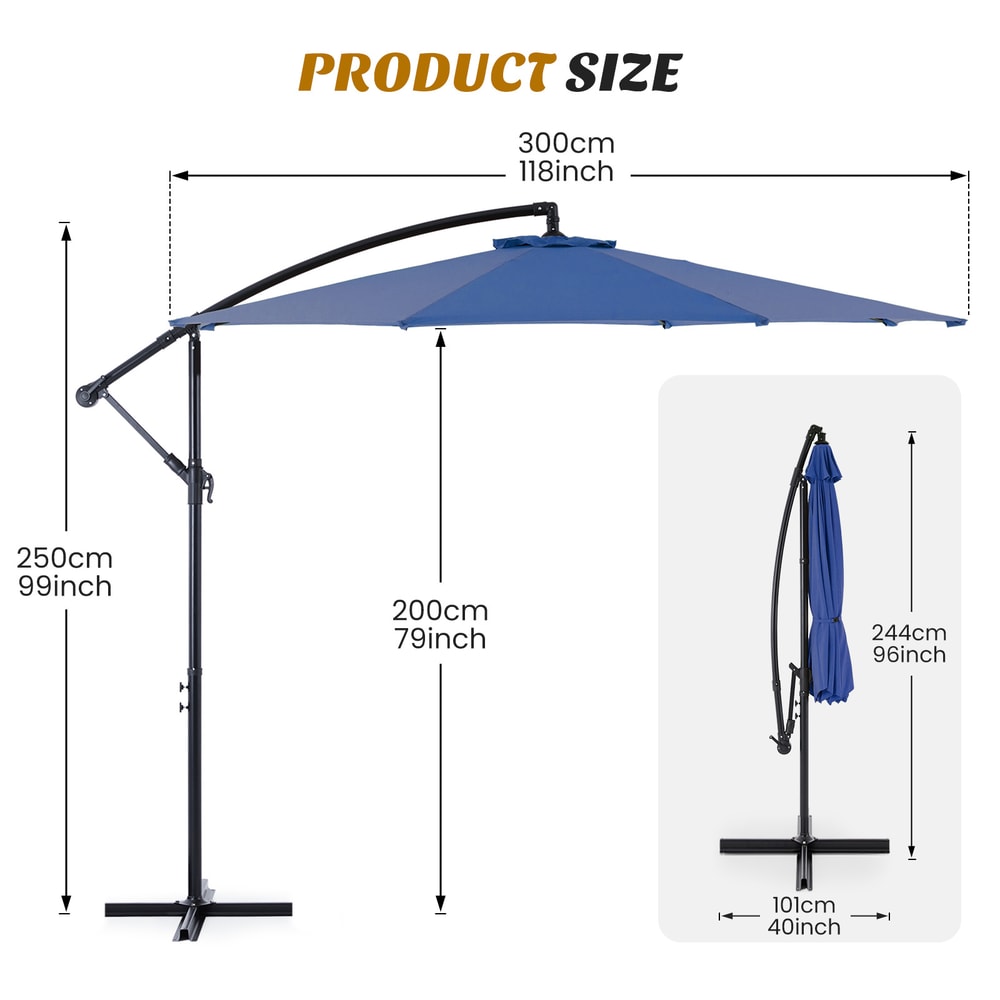 Outdoor Cantilever Umbrella with Easy Tilt Adjustment & UV Protection
