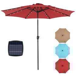 solar patio umbrella with led lights uv-resistant outdoor table umbrella with tilt & crank for backyard & garden