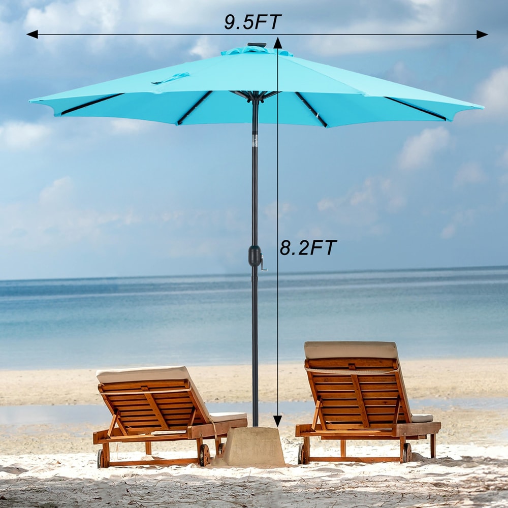Solar Patio Umbrella With LED Lights UVResistant Outdoor Table Umbrella With Tilt Crank For Backya 6