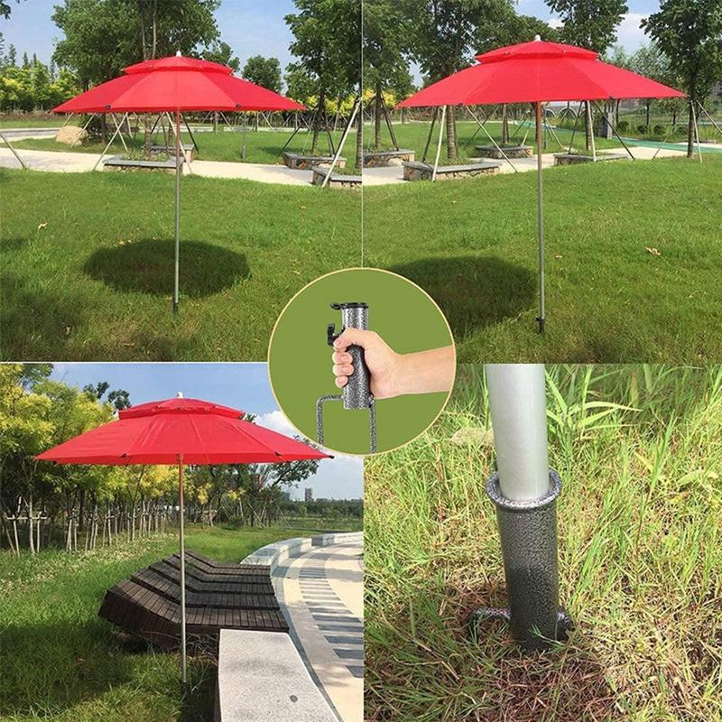 Heavy Duty Umbrella Anchor Stand for Outdoor Patio Adjustable, Iron Sun Umbrella Support in Sand