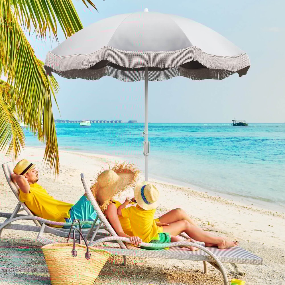 Outdoor Patio Umbrella with Carrying Bag & Push Button Tilt for Garden & Balcony