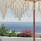Reversible Portable Umbrella with Triangle Fringe Decoration Perfect for Courtyards, Balconies, and Beach Use