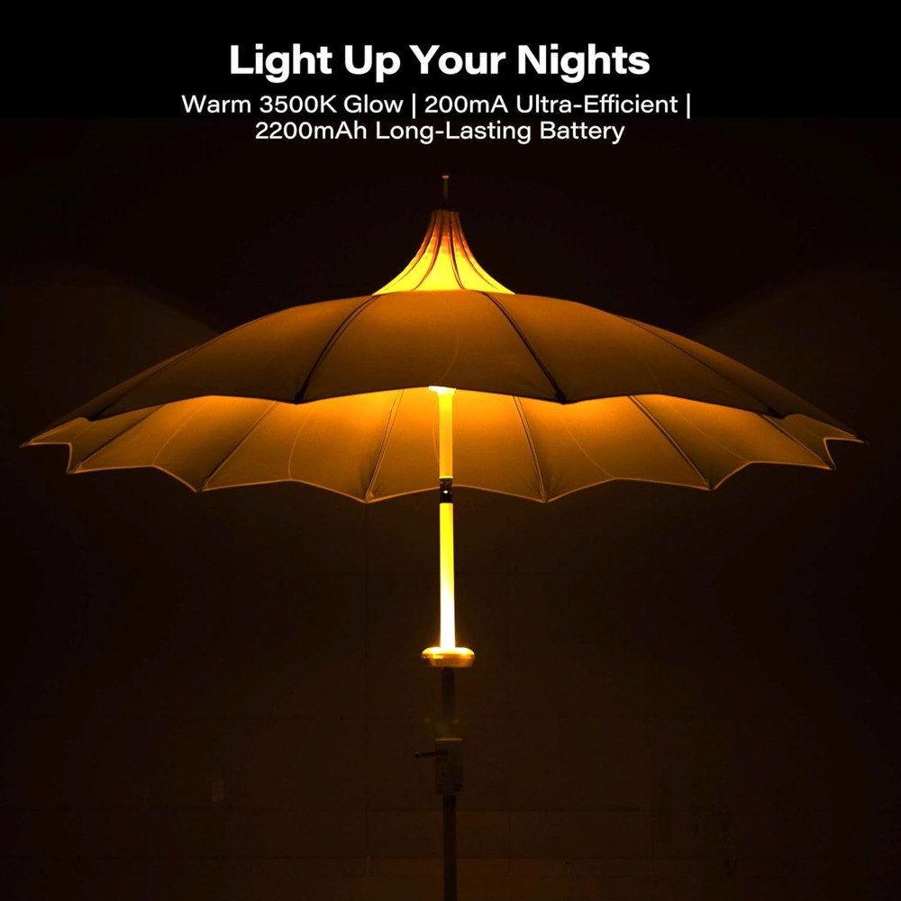 Outdoor Patio Umbrella with Lights Rotating Market Umbrella with Petal Canopy Design