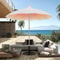 Outdoor Patio Umbrella with Lights Rotating Market Umbrella with Petal Canopy Design