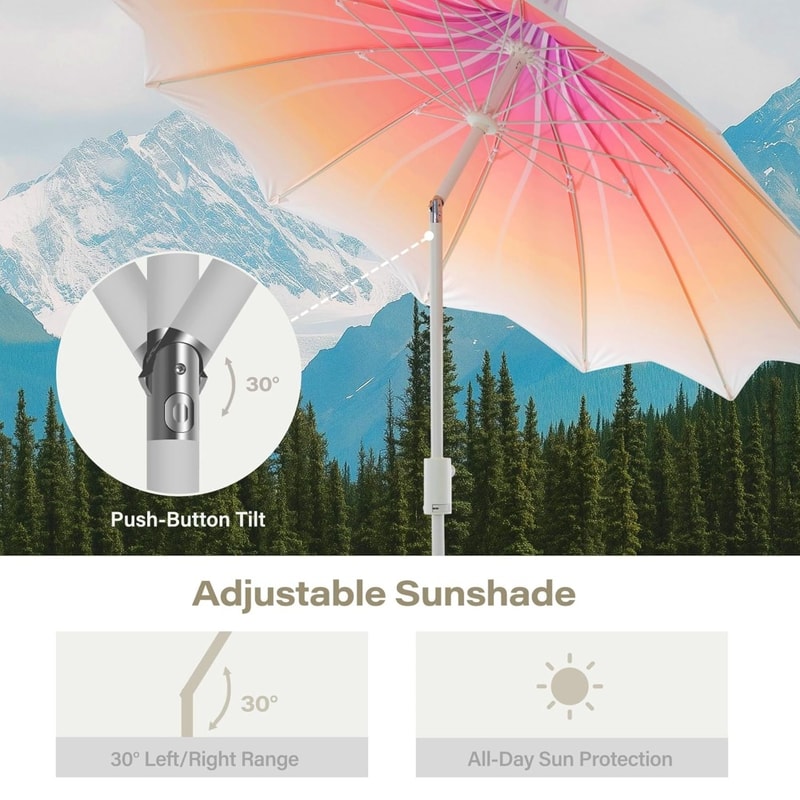 Outdoor Patio Umbrella with Lights Rotating Market Umbrella with Petal Canopy Design