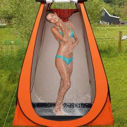 portable pop up privacy tent for outdoor shower and toilet quick setup, lightweight, foldable with carry bag