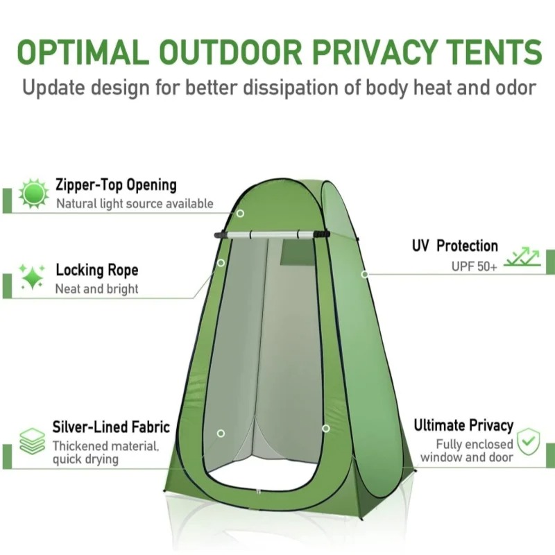 Portable Pop Up Privacy Tent For Outdoor Shower And Toilet Quick Setup Lightweight Foldable With Ca 2