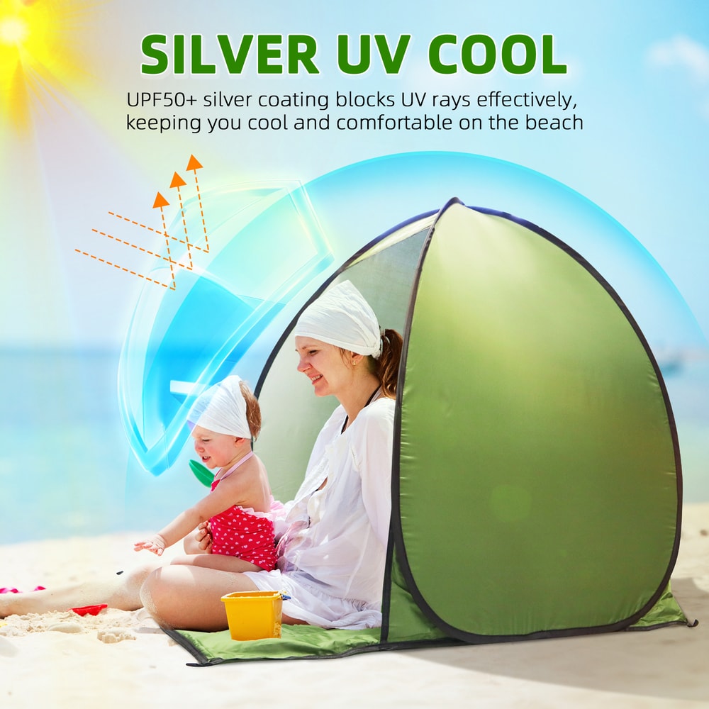 Pop-Up Beach Tent UV-Resistant & Waterproof Sun Shade Shelter for Camping