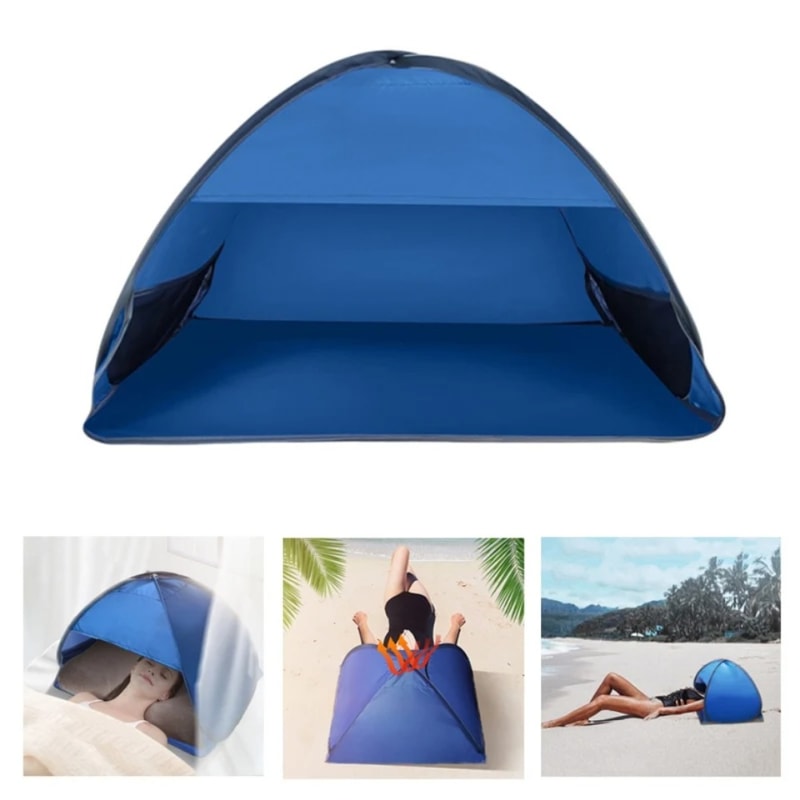 Blocking Beach Headrest Sunshade Tent For Adults Kids Automatic PopUp Portable Outdoor Shelter 2