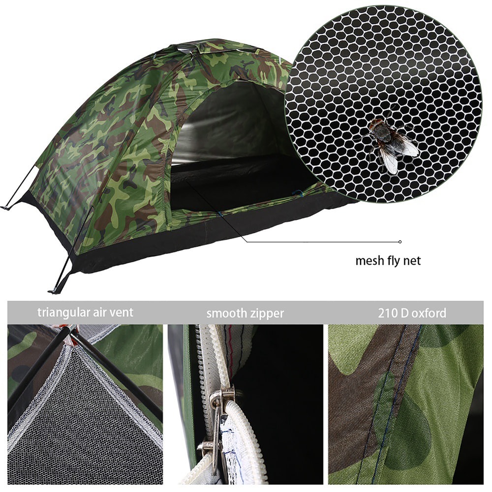 Outdoor Camouflage UV Protection Waterproof Tent for Solo Camping and Hiking