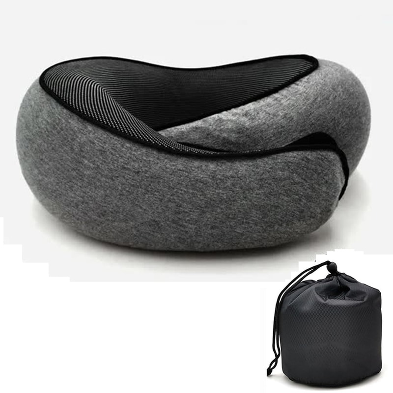 Memory Foam Travel Neck Pillow U-Shaped Snail Style Neck Support for Comfort & Relaxation, Adjustable, Soft & Portable