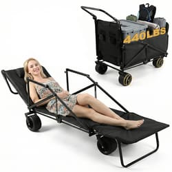 heavy duty folding beach wagon with all-terrain wheels for camping, shopping and garden