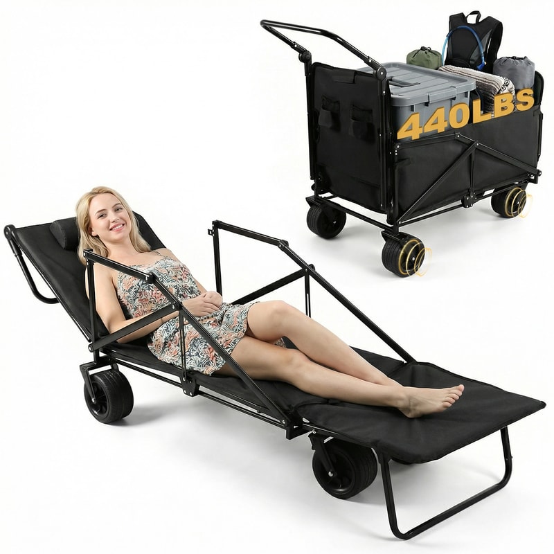 Heavy Duty Folding Beach Wagon With AllTerrain Wheels For Camping Shopping And Garden 0