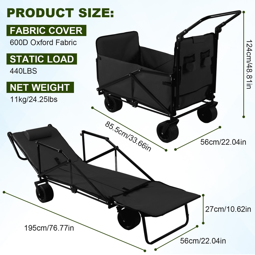 Heavy Duty Folding Beach Wagon With AllTerrain Wheels For Camping Shopping And Garden 4