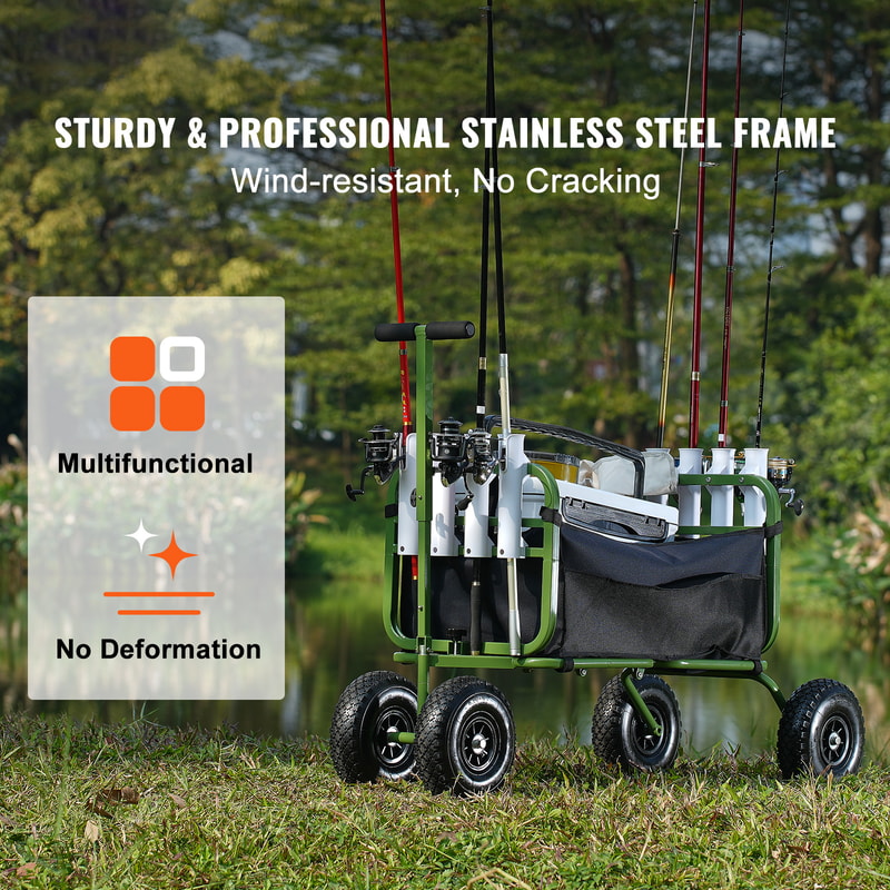 Coastal Hauler Beach Fishing Cart with Rod Holders and Sand Wheels