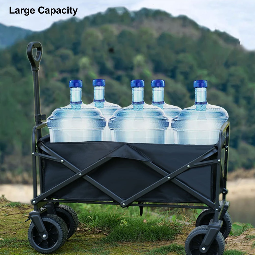 Collapsible Wagon Folding Wagon Cart With All Terrain Wheels And Heavy Duty Utility Capacity 0
