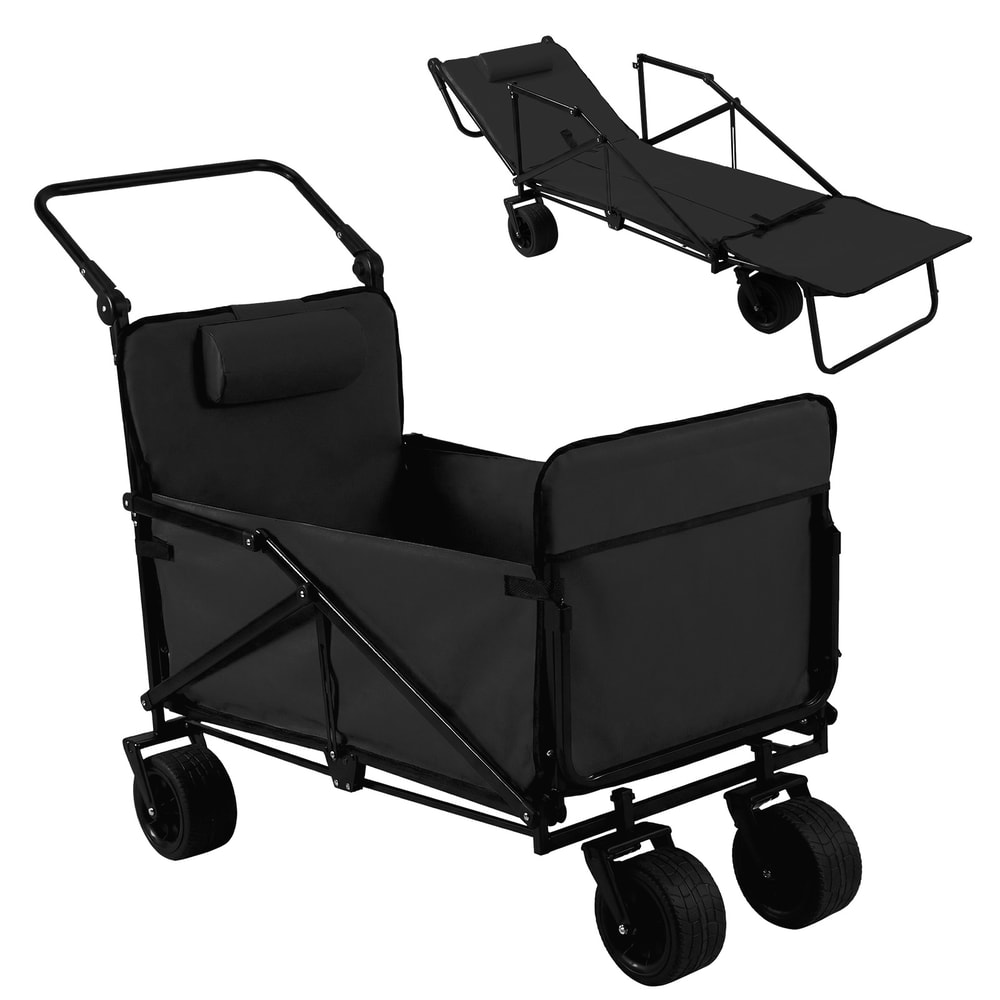 Heavy Duty Collapsible Wagon with All-Terrain Wheels for Beach Camping and Garden