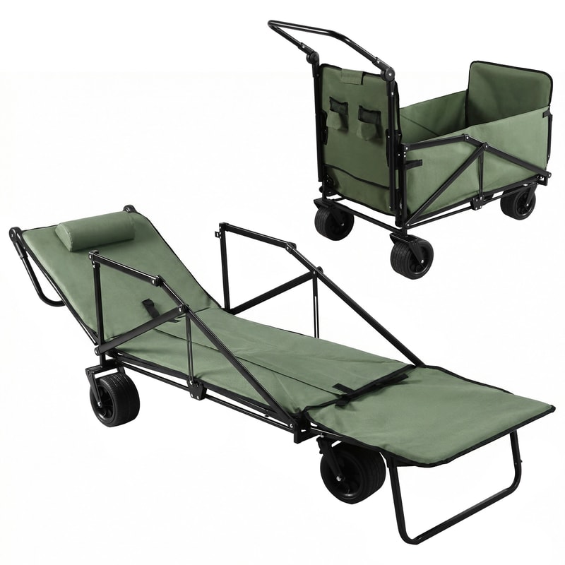 Heavy Duty Collapsible Wagon with All-Terrain Wheels for Beach Camping and Garden