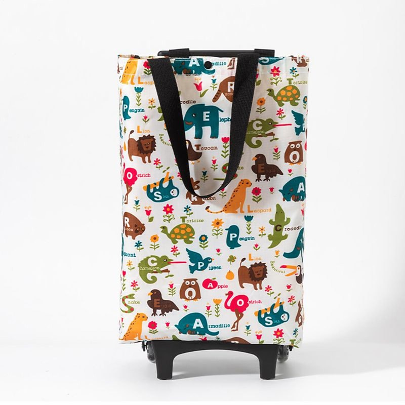 Foldable Shopping Cart Rolling Tote Bag Reusable Grocery Trolley for Travel, Market and Beach