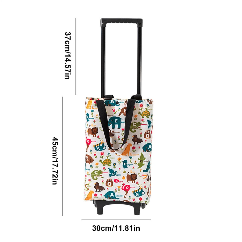 Foldable Shopping Cart Rolling Tote Bag Reusable Grocery Trolley for Travel, Market and Beach