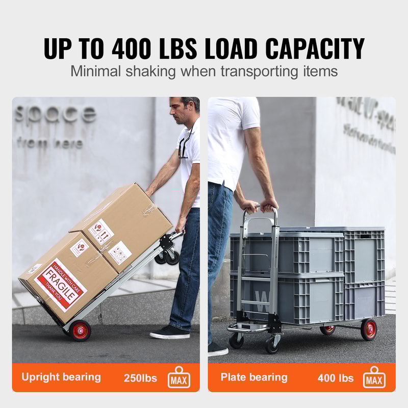 Folding Hand Truck Portable Utility Dolly Cart for Moving, Travel and Warehouse Use
