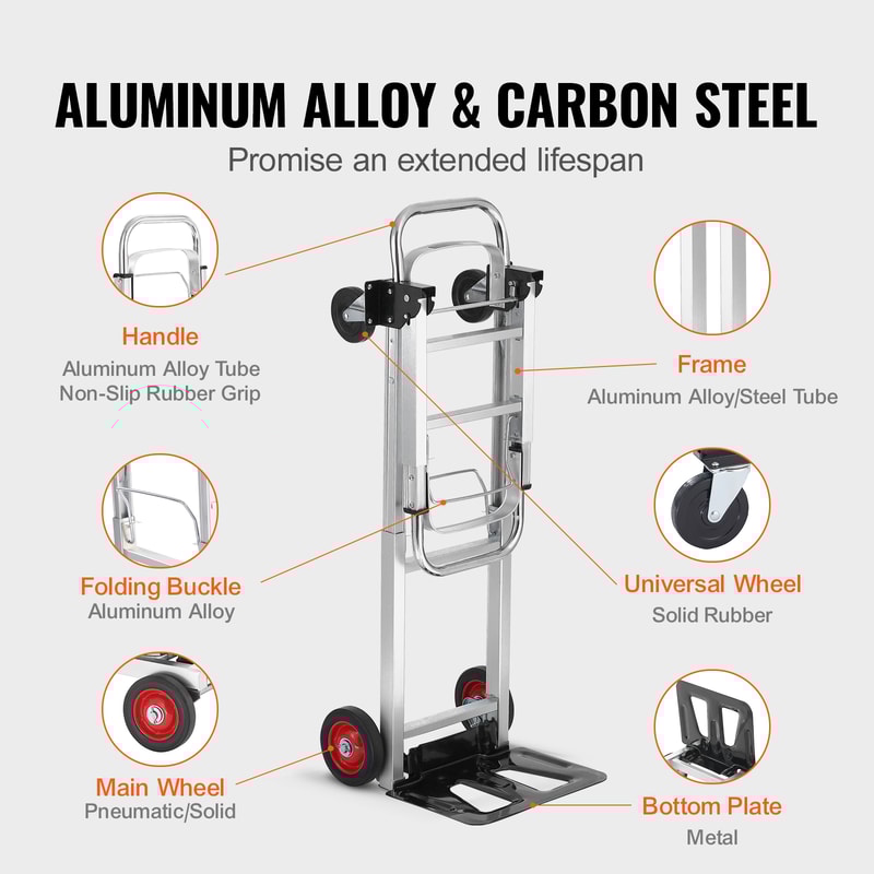 Folding Hand Truck Portable Utility Dolly Cart for Moving, Travel and Warehouse Use
