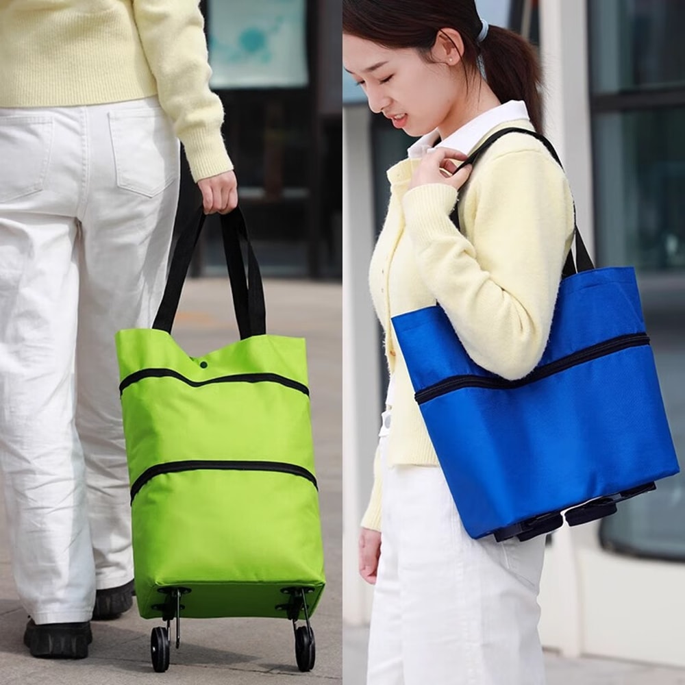 Foldable Shopping Cart Bag With Wheels Waterproof Rolling Grocery Tote 1