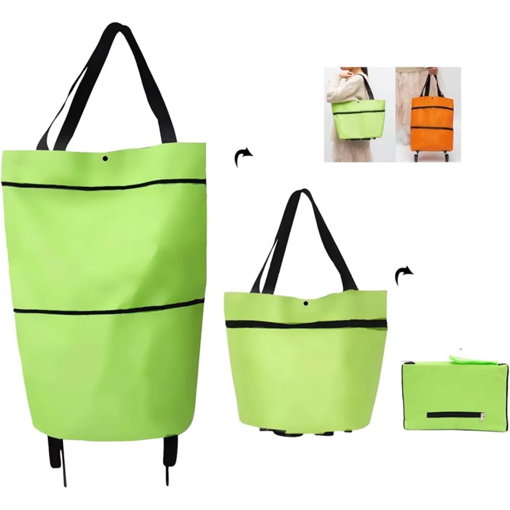 Foldable Shopping Cart Bag With Wheels Waterproof Rolling Grocery Tote 3