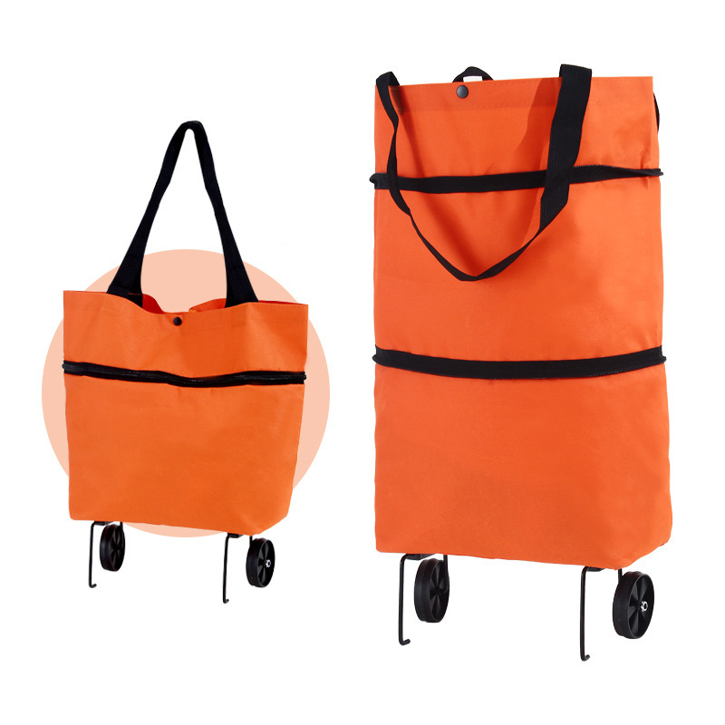 Foldable Shopping Cart Bag With Wheels Waterproof Rolling Grocery Tote 6