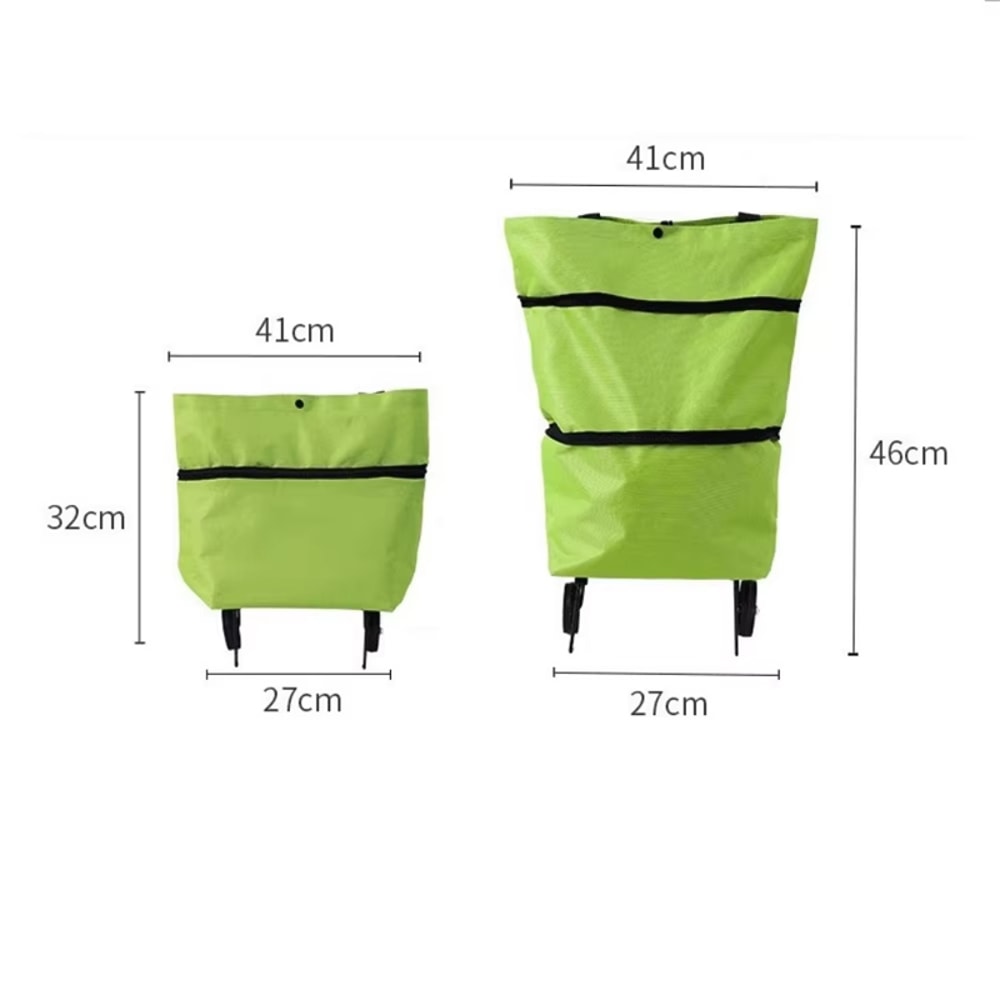 Foldable Shopping Cart Bag With Wheels Waterproof Rolling Grocery Tote 5