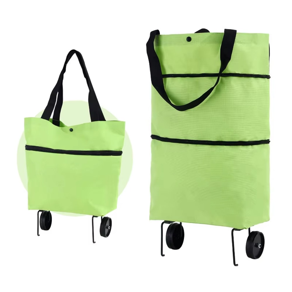 Foldable Shopping Cart Bag With Wheels Waterproof Rolling Grocery Tote 7