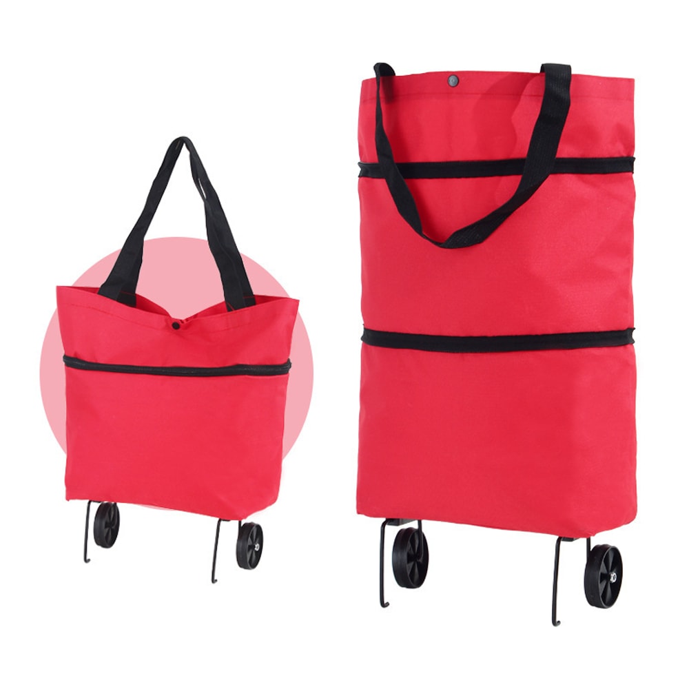 Foldable Shopping Cart Bag With Wheels Waterproof Rolling Grocery Tote 8