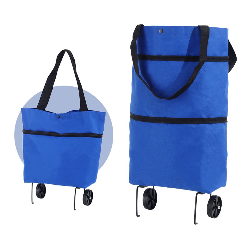 Foldable Shopping Cart Bag With Wheels Waterproof Rolling Grocery Tote 9