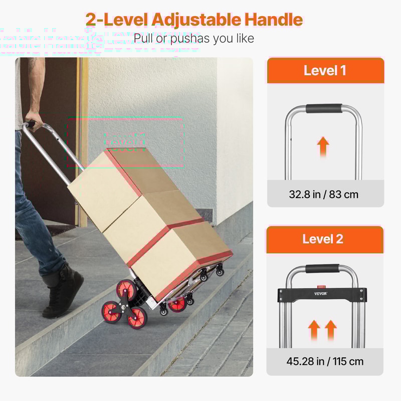 Stair Climbing Cart Folding Hand Truck With Telescoping Handle 3