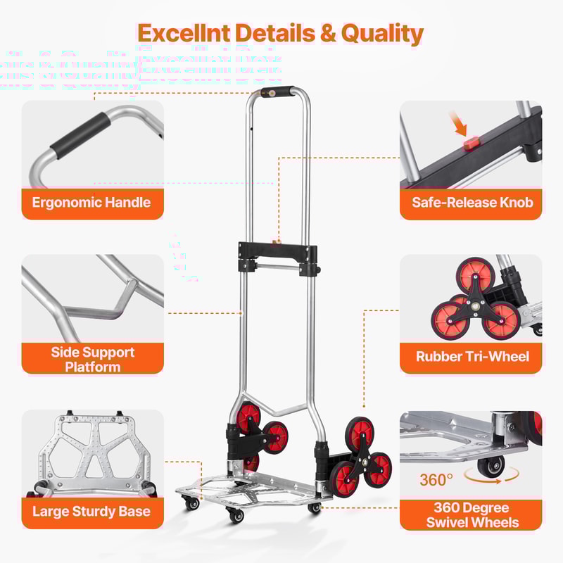 Stair Climbing Cart Folding Hand Truck With Telescoping Handle 5